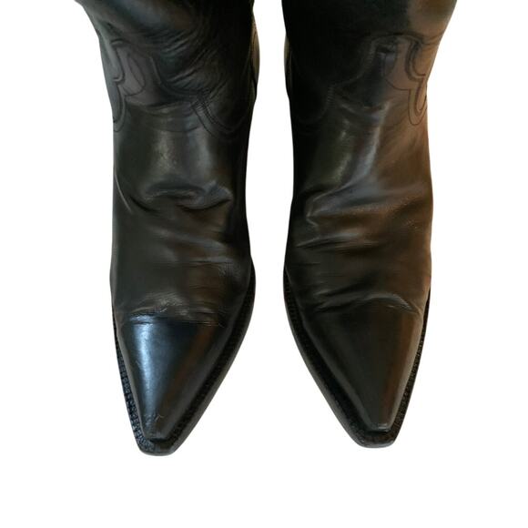 Womens J B Hill Luxury Black Buffalo Calf Western Cowboy Boots Size 8.5 - Picture 10 of 11